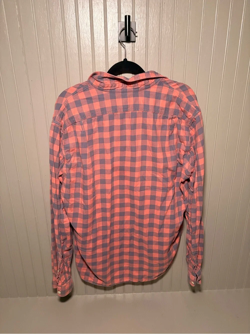 J. Crew Men’s Coral Pink and Gray Check Button-Down Shirt
